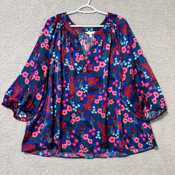 crown & ivy Tops - Going Out Floral Peasant Blouse 4X Flowy Statement Boho Top Balloon Sleeve
